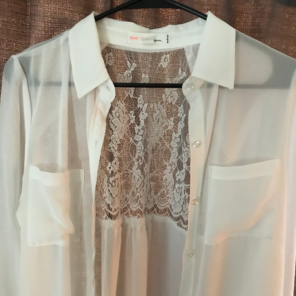 White Lace Button Down